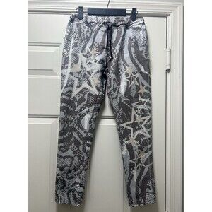 For Her Paris Woman’s Pull On Pants M, Tapered Ankle Abstract Funky Street Wear